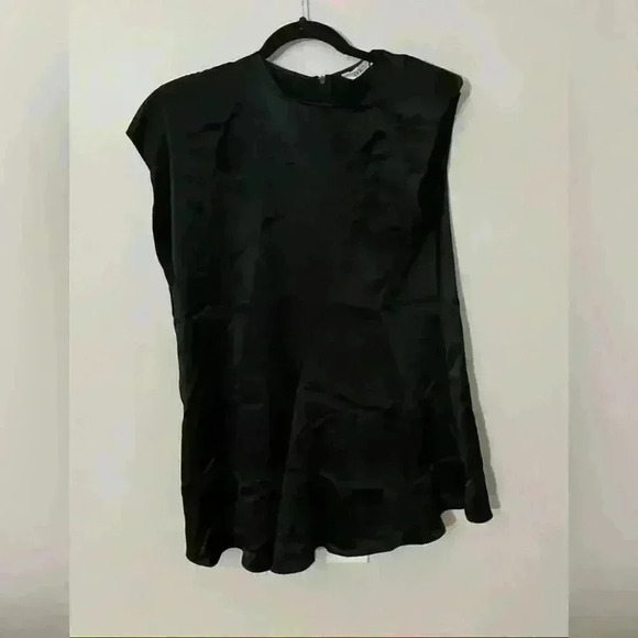 ZARA Assymetrical satin effect dress black Size L - Picture 4 of 7